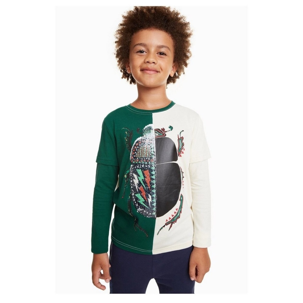 Desigual boy's t-shirt with an abstract beetle pattern, size 11-12